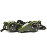 Set 2 Fluiere Urgență IdeallStore&reg; 3in1 cu Busolă și Termometru, ABS, 6cm, Verde, Drumetii, Camping