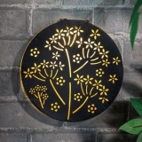 Decorațiune Solară Metalică Neagră cu Model Floral LED, CMCLASS