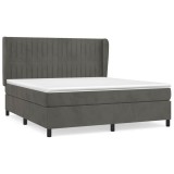 Cumpara ieftin Pat box spring cu saltea, gri inchis, 180x200 cm, catifea