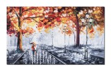 Tablou pictat manual, Impreuna cu iubita, iubitul prin parc, stilizat, 100x60cm ulei pe panza in cutit efect 3D, Magistral