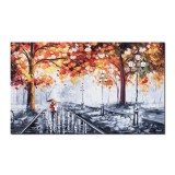 Tablou pictat manual, Impreuna cu iubita, iubitul prin parc, stilizat, 100x60cm ulei pe panza in cutit efect 3D, Magistral