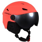Casca Ski/Snowboard, Cu Viziera dubla anti-ceata si anti-UV, FIXATO, Dimensiune reglabila, Circumferinta 58-62, Portocaliu