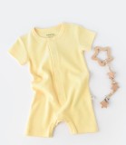 Salopeta cu pantaloni scurti - 100% bumbac organic - Galben, BabyCosy (Marime: 12-18 Luni)