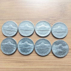 Lot 8 monede USA Five Cents ani diferiti 1971-1998