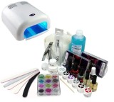 Cumpara ieftin Kit unghii cu gel, lampă UV argintie 36W - sistem &icirc;n două faze
