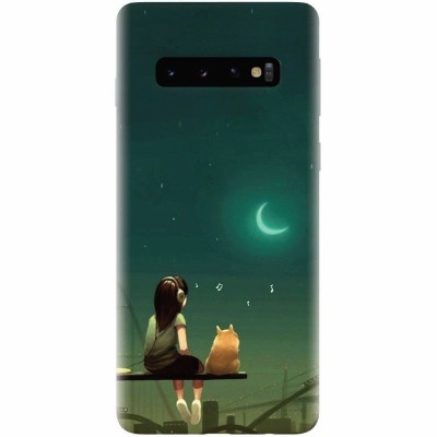 Husa silicon personalizata pentru Samsung Galaxy S10, Cat And Girl foto