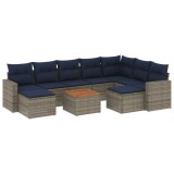 Cumpara ieftin Set canapele de gradina cu 10 piese si perne, gri, poliratan
