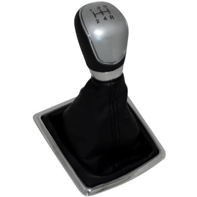 Nuca schimbator viteze cu manson AERZETIX, piele sintetica, compatibil Ford Focus II, 5 viteze, SilverCap foto