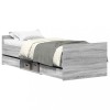 Cadru de pat cu tablie la cap/picioare, gri sonoma, 75x190 cm