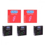 Set prezervative Durex Feel Thin si Extended Pleasure, 15 bucati