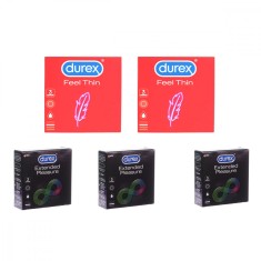 Set prezervative Durex Feel Thin si Extended Pleasure, 15 bucati foto