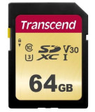 Card de memorie Transcend TS64GSDC500S, SDXC, 64GB, Clasa 10 UHS-I U3