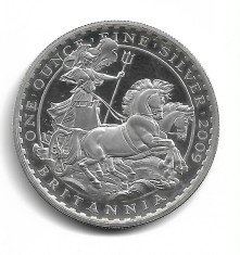 2009 Britannia in Chariot - SILVER PROOF 1oz #2 TWO POUND foto