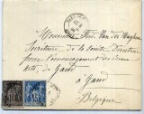 France 1886 Postal History Rare Cover Aisne to Gand Belgium D.579