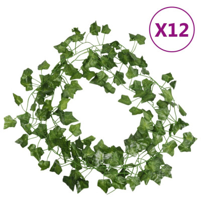 vidaXL Ghirlande de iederă artificială, 12 buc., verde, 200 cm foto
