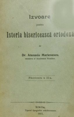 Marienescu, Izvoare pentru Istoria bisericeasca,Sibiu, 1911 foto