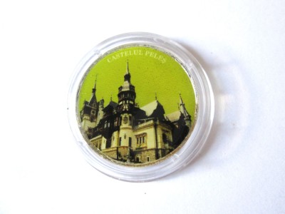 Romania 50 Bani color argint UNC editie limitata casa regala:Castelul Peles foto
