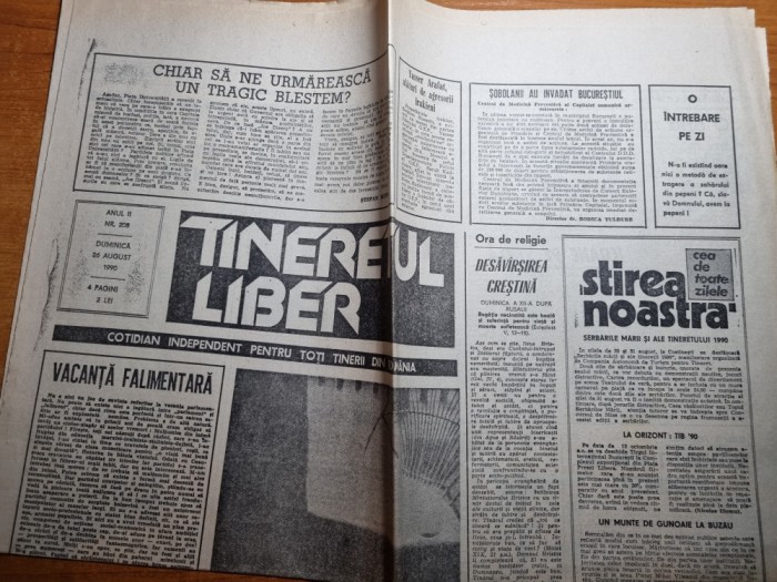 ziarul tineretul liber 26 august 1990