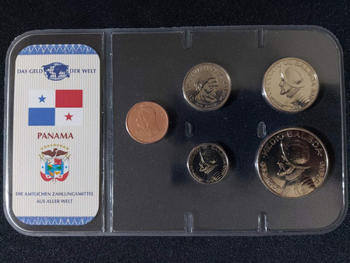 Seria completata monede - Panama 2001, 5 monede