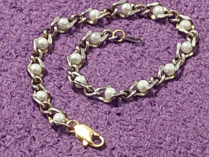 bratara dama superba stantata CHAP 24 K,Bratara vintage 20,5 cm aurie,T.POSTA