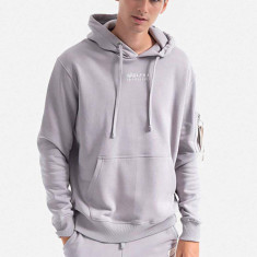 Alpha Industries hanorac de bumbac Organics Emb Hoody bărbați, culoarea gri, cu glugă, cu imprimeu 118350.643-grey