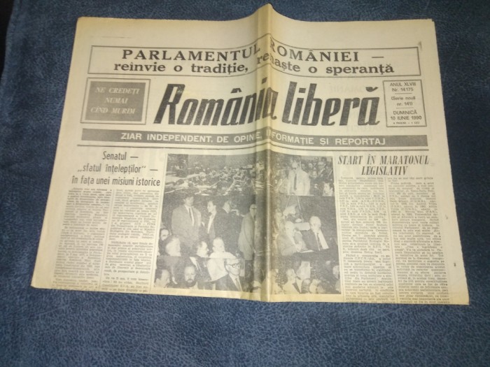 ZIARUL ROMANIA LIBERA NR 141 10 IUNIE 1990 ROMANIA URSS PARLAMENTUL ROMANIEI