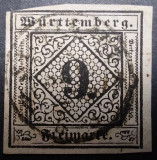 Germania, W&uuml;rttemberg, 1851 M11, Stampilat