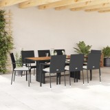 vidaXL Set mobilier de grădină cu perne, 9 piese, negru, poliratan 3213503