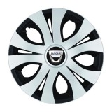 Set 4 Capace Roti Top Gri-Negru R16, Compatibil Cu Dacia