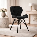 Cumpara ieftin Scaun stil scandinav, Artool, Lago Velvet, catifea neagra, picioare lemn negru, 47x36x73.5 cm