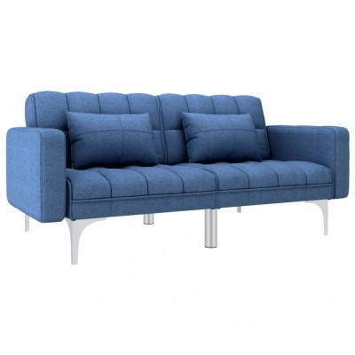 vidaXL Canapea extensibilă, albastru, material textil foto