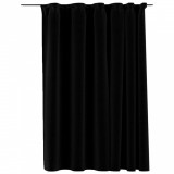 Draperii opace, aspect de in, negru, 290 x 245 cm, cu c&acirc;rlige