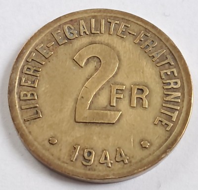 Franta, 2 Francs 1944, monetaria Philadelphia foto