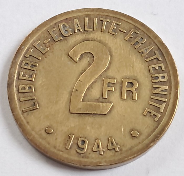 Franta, 2 Francs 1944, monetaria Philadelphia