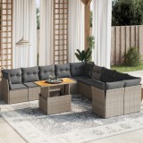 vidaXL Set canapele de grădină cu perne, 11 piese, gri, poliratan 3271046