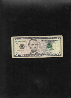 Statele Unite ale Americii USA SUA 5 dollars 2009 seria01440233 FW foto