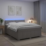 Cumpara ieftin Pat boxspring cu saltea Gri deschis 160 x 200 cm Tesatura