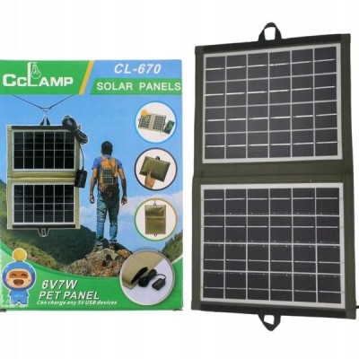 Panou solar pliabil dublu CcLamp CL-670 cu incarcare USB, 7,2W foto