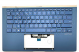 Carcasa superioara cu tastatura palmrest Laptop, Asus, ZenBook 14 90NB0MQ3-R31UI0, iluminata, royal blue, layout US