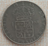 (A514) MONEDA DIN ARGINT SUEDIA - 1 KRONA 1963, LIT. U, REGELE GUSTAF VI ADOLF, Europa