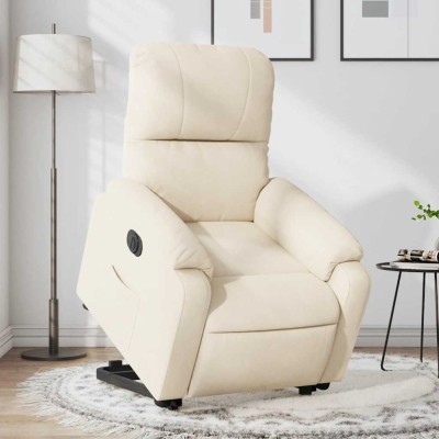 vidaXL Fotoliu rabatabil electric cu ridicare, bej, microfibră 3204948 foto