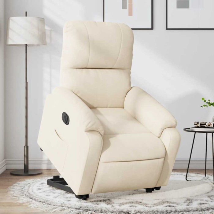 vidaXL Fotoliu rabatabil electric cu ridicare, bej, microfibră 3204948