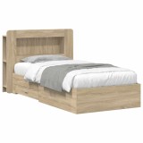 vidaXL Cadru de pat cu depozitare cu sertar Stejar Sonoma 90 x 190 cm 3433820