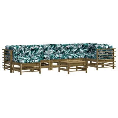 Set mobilier de gradina cu perne, 8 piese, lemn de pin tratat foto