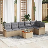 vidaXL Set de canapele pentru grădină 7 pcs Bej Rattan poli 3347336