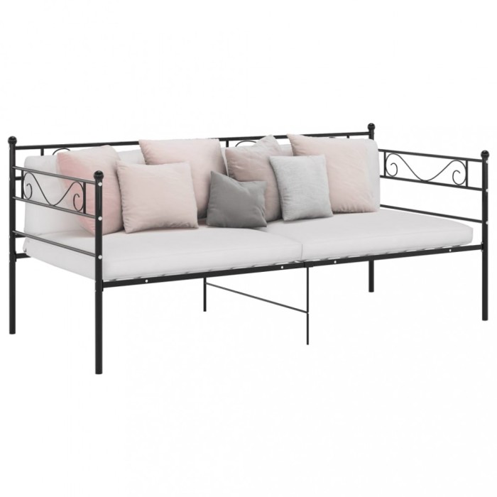 vidaXL Cadru de pat canapea, negru, 90x200 cm, metal 324767