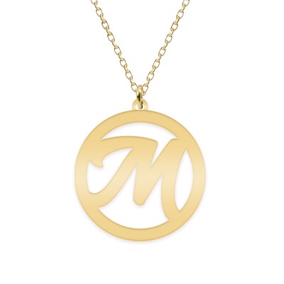 Lantisor personalizat cu litera decupata - argint 925 placat cu aur 24K foto