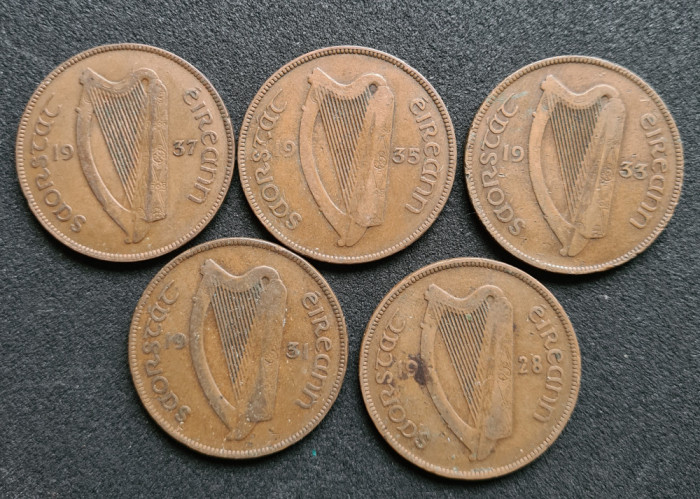 h825 Irlanda Penny 1928 1931 1933 1935 1937