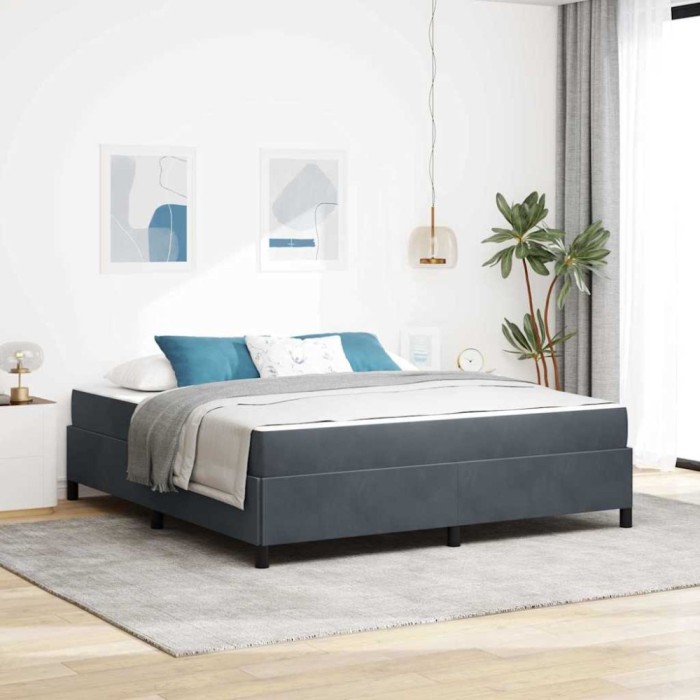 vidaXL Cadru de pat Gri &icirc;nchis, gri și alb 180 x 200 cm Catifea