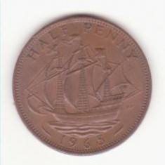 Marea Britanie ½ (half) penny 1965 - Elizabeth II 1st portrait.